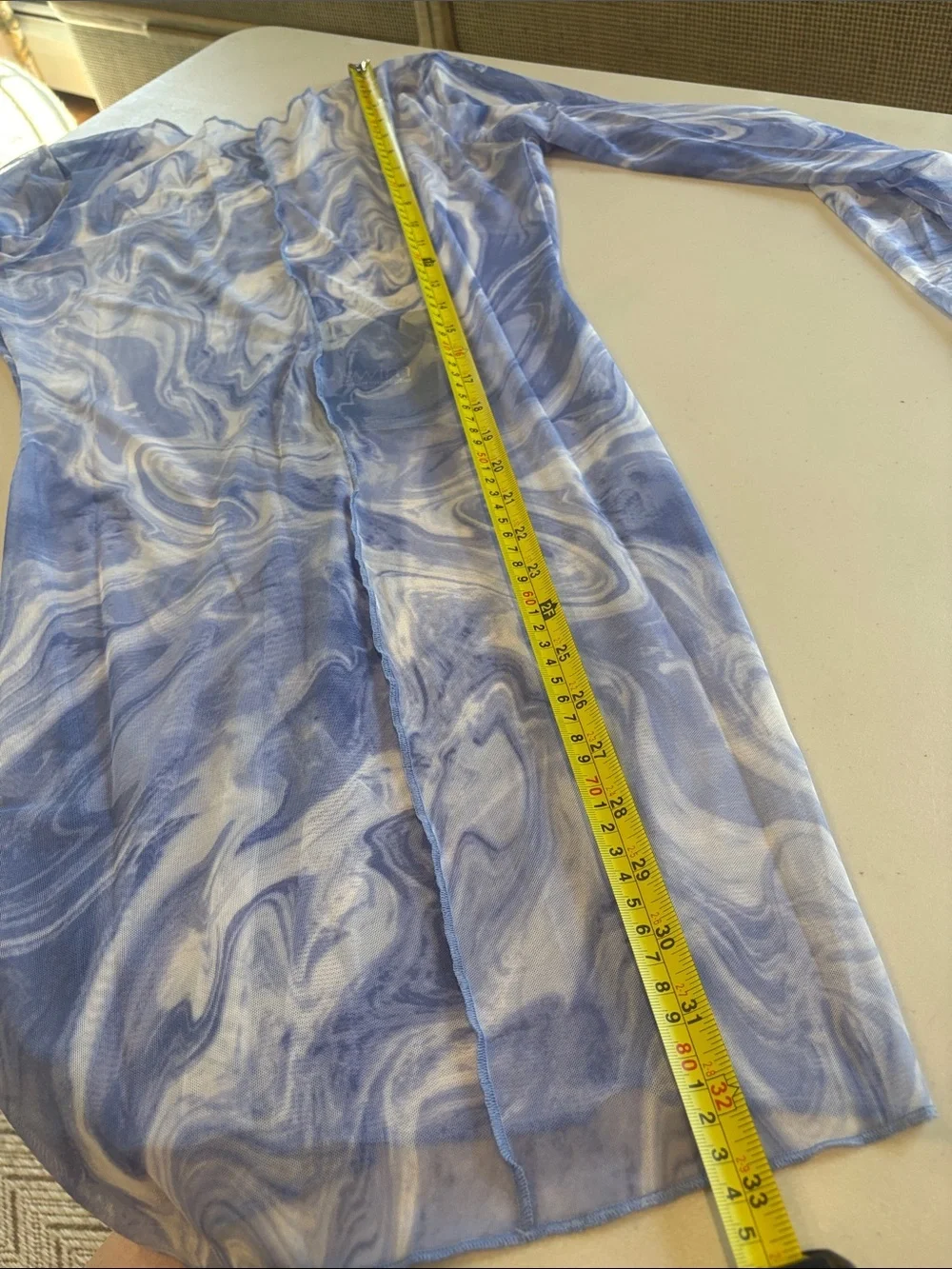 Naked Wardrobe Swim - Back on the Low Cover up dress. sheer blue. X Large. NWT